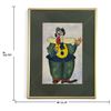 Image 2 : Monogrammed Watercolor & Ink Clown Figure in Green Costume, Matted & Gold-Tone Framed 11.5x14.75"