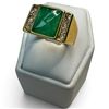 Image 1 : New Gold Plated Jade & Crystal Ring - Size 10.5  (Center of ring is 18mm x 12mm)