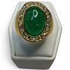 Image 2 : New Gold Plated Jade Cabochon & Crystal Ring - Size 8  (Center of ring is 20mm wide)