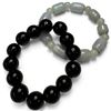 Image 1 : 2 Natural Onyx Stretch Bracelets * Black Onyx with 13mm Beads & Gey with 8mm & 11mm Beads