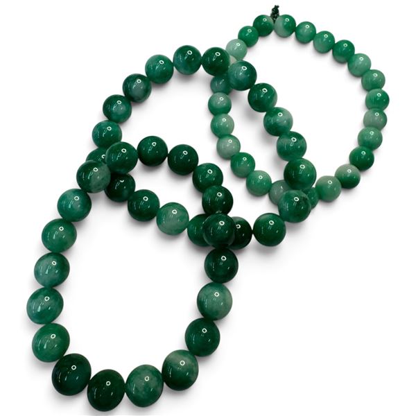 3 Serpentine Stone Beaded Stretch Bracelets (8.5mm & 10mm beads)