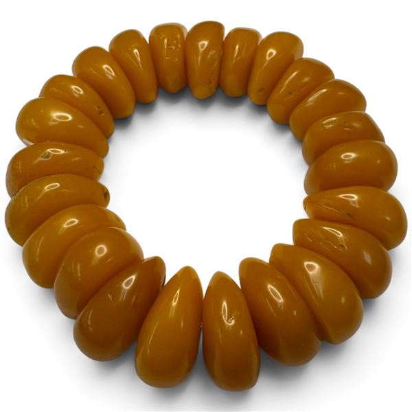 Butterscotch Bakelite-Style Stretch Bracelet with 10mm x 19mm Beads