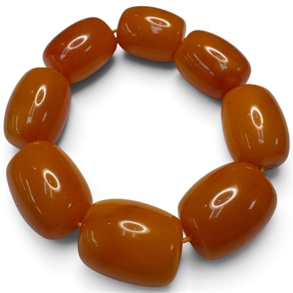Butterscotch Bakelite-Style Stretch Bracelet with 26mm x 19mm Beads