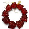 Image 1 : 9 Carved Red-Amber Style Resin Buddha Heads on Stretch Cord (Each head is 30mm x 33mm)