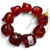 Image 3 : 9 Carved Red-Amber Style Resin Buddha Heads on Stretch Cord (Each head is 30mm x 33mm)