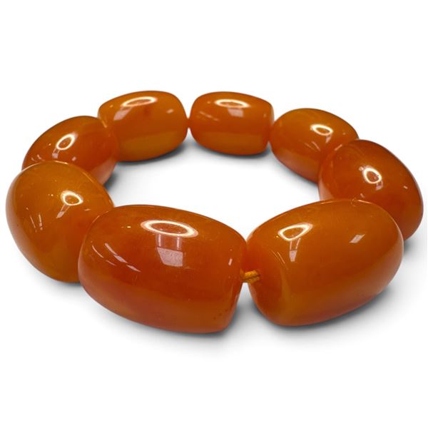 Butterscotch Bakelite-Style Stretch Bracelet with 26mm x 19mm Beads