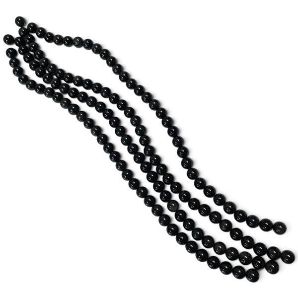 Four 15" Strands of 11.6mm Black Natural Stone Beads with Some Colour Variations
