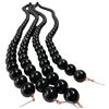 Image 2 : Four 15" Strands of 11.6mm Black Natural Stone Beads with Some Colour Variations