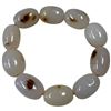 Image 2 : 3 Barrel Bead Stone Stretch Bracelets with 13mm x 18mm beads (Pink toned agate & chalcedony, brown s