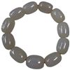 Image 3 : 3 Barrel Bead Stone Stretch Bracelets with 13mm x 18mm beads (Pink toned agate & chalcedony, brown s