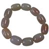 Image 4 : 3 Barrel Bead Stone Stretch Bracelets with 13mm x 18mm beads (Pink toned agate & chalcedony, brown s