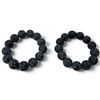 Image 1 : 2 Lotus Carved Bian Stone Stretch Bracelets - 15.8mm beads