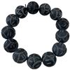 Image 2 : 2 Lotus Carved Bian Stone Stretch Bracelets - 15.8mm beads