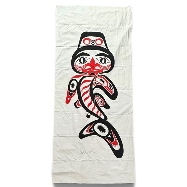 Bill Reid "Dogfish Woman" Design Haida Formline Printed Textile Banner
