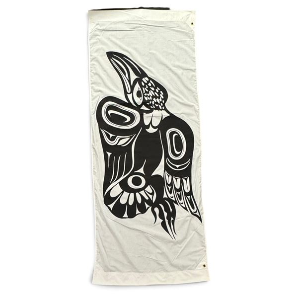 Bill Reid Haida Eagle Black & White Silkscreen Vancouver Street Banner (32 x 79 in.)