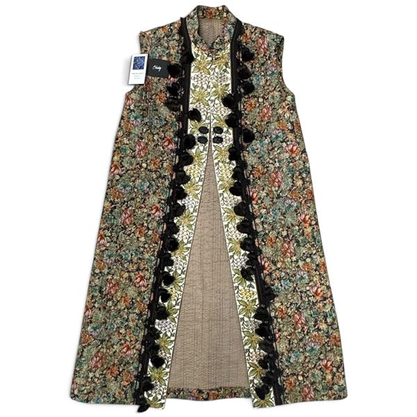 Barbara Shelly "The Royal Vest" Quilted Cotton & Sari Embroidery (16 in. Shoulders)