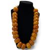 Image 1 : Large Butterscotch Bead Necklace with 22 19mm x 27mm Beads