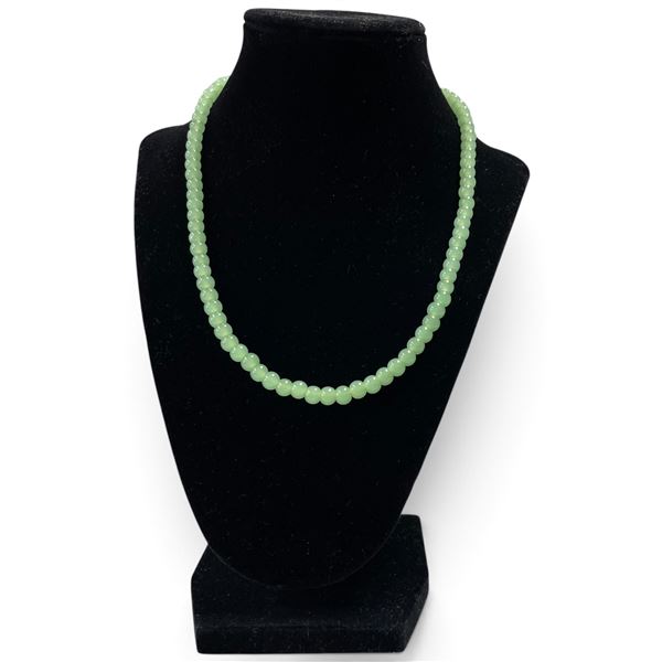18" Aqua Green Jade Bead Necklace - 6mm beads and lobster clasp