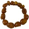 Image 2 : 12" Stretch Bracelet with Caramel Resin Qin Pixiu and Character Faces - Largest beads are 18mm x 21m