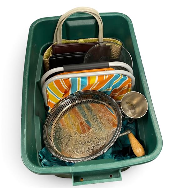 Tote of Assorted Household Goods