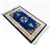 Image 1 : Oriental Style Blue Rug with Floral Motifs & Fringed Edges 66x36 Inches
