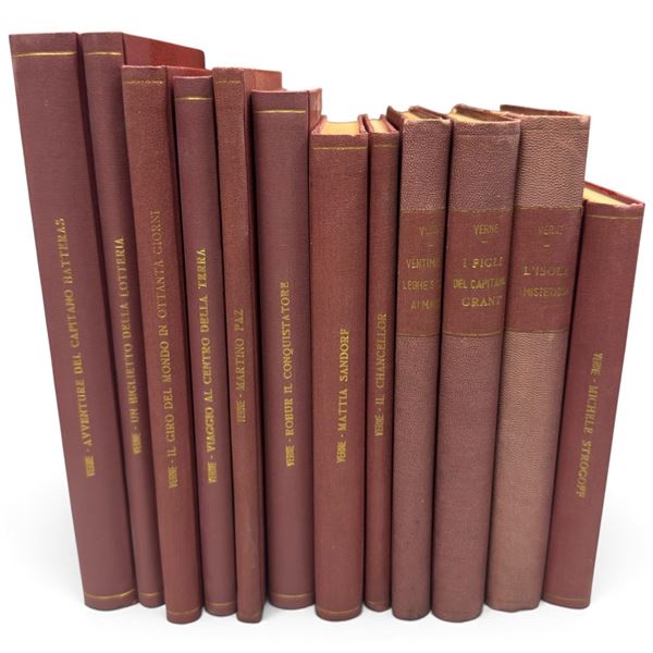 Jules Verne Italian Sonzogno Illustrated Novels 12 Volumes 1920s Ventimila Leghe Isola Misteriosa