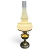 Image 1 : Brass-Tone Electric Hurricane Table Lamp with Frosted Glass Shade & Clear Chimney 24" Tall