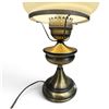 Image 4 : Brass-Tone Electric Hurricane Table Lamp with Frosted Glass Shade & Clear Chimney 24" Tall