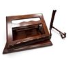 Image 1 : Dark-Stained Wood Adjustable Tabletop Book Stand & Lyre-Form Folding Display Easel Set