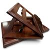 Image 2 : Dark-Stained Wood Adjustable Tabletop Book Stand & Lyre-Form Folding Display Easel Set