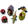 Image 1 : Group of 6 Lithographed Tin Wind-Up Animal Toys: Ladybugs, Dog, Crocodile, Duck & Bird