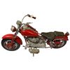 Image 2 : Red & Silver Handcrafted Metal Cruiser Motorcycle Model with Studded Saddle - 3" x 10" x 6" tall