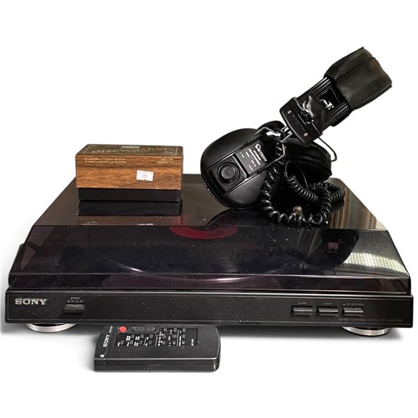 Sony PS-LX500 Linear-Tracking Direct-Drive Turntable, Headphones, Remote & Discwasher