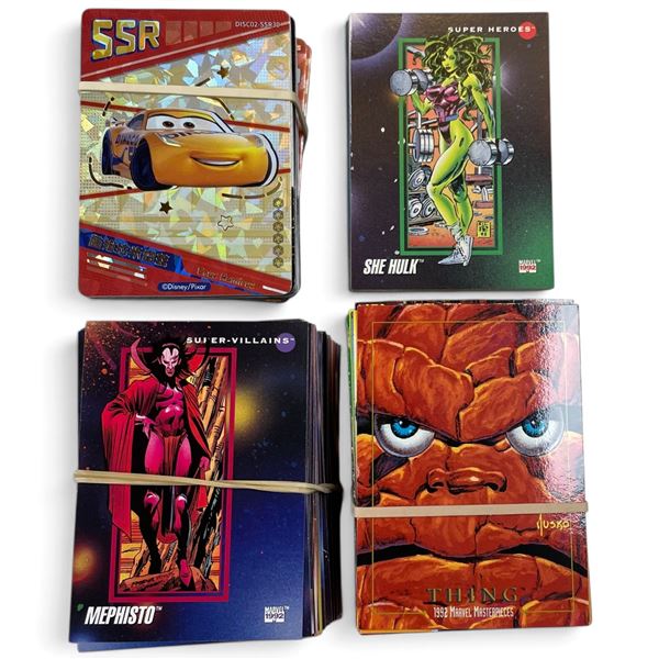 Large Group of 1992 Marvel Masterpieces, Disney/Pixar Cars & Other Trading Cards