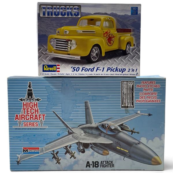 Revell 1:25 '50 Ford F-1 2 'n 1 & Monogram 1:48 A-18 High Tech Model Kits