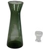 Image 2 : Smoky Green Glass Carafe with Four Clear Textured Pedestal Goblets, Five-Piece Set
