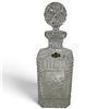 Image 1 : Zajecar Yugoslavian 24% Lead Crystal Square Decanter with Geometric Stopper