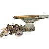 Image 4 : Faceted Glass Pedestal Centerpiece with Mixed Flatware, Servers & Utensils