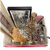 Image 2 : Mixed Wall Decor: Framed Art, Oval Mirror Sculpture & Wooden Dinosaur Models