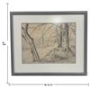 Image 2 : Unsigned Graphite Woodland Landscape Drawing, Matted & Framed (22.5 x 19 in.)