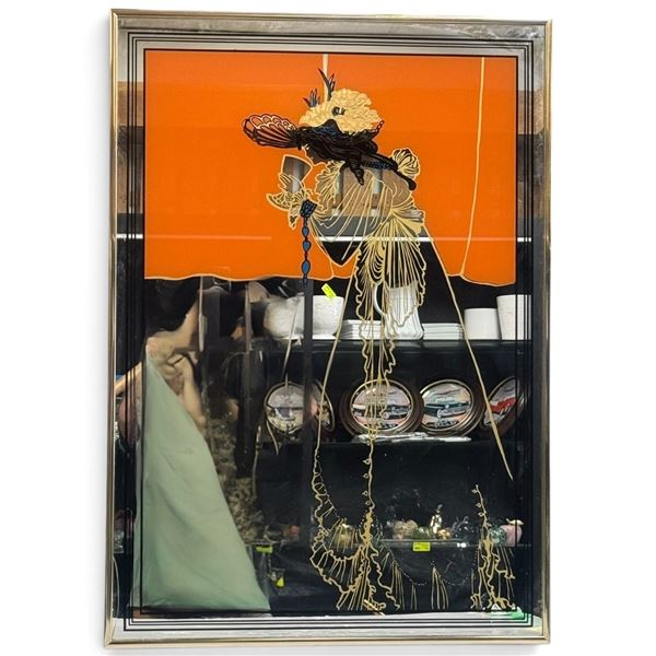 Decorative Mirrored Glass Portrait of Fashionable Woman in Gold-Tone Frame (24 x 34 in.)