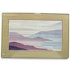 Image 1 : Framed Modernist Fiber Art Coastal Landscape in Mauve, Blue & Cream (40 x 27 in.)