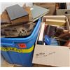 Image 1 : Tote and Box of Vintage Office Goods, Tools, Tray & Other Collectibles