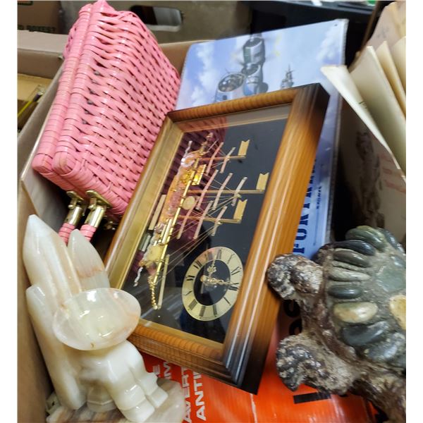 Box of Decorative Statuettes & Other Goods - Some Vintage