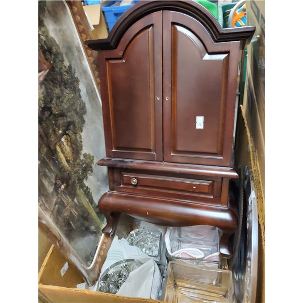 Box of Decorative & Other Goods - Large Jewel Box, Vogue Mirror & More