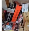 Image 1 : 2 Box Lot of Cooking Gear and Tool + New Tarp in Box (Wheel locks, vertical roaster, battery charger