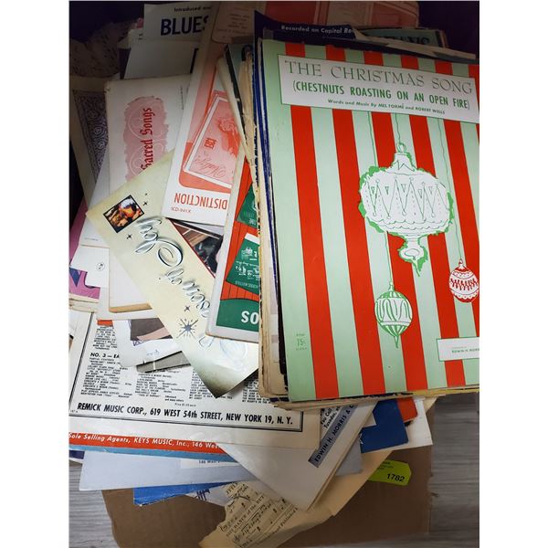Box of Paper Ephemera, Sheet Music, Metronome, Music Books & More