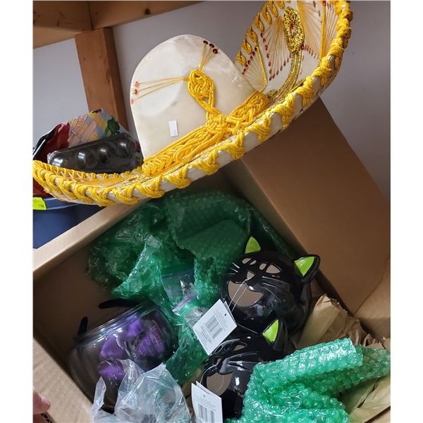 Group of New Halloween Decorations & a Sombrero