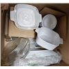 Image 1 : Box of Corning Ware, Corelle, Glass Pie Pan & More