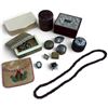 Image 1 : Tray of Trinket Boxes, Garnet Rope Necklace, Personal Size Cherry Tea Caddy & Watch Parts